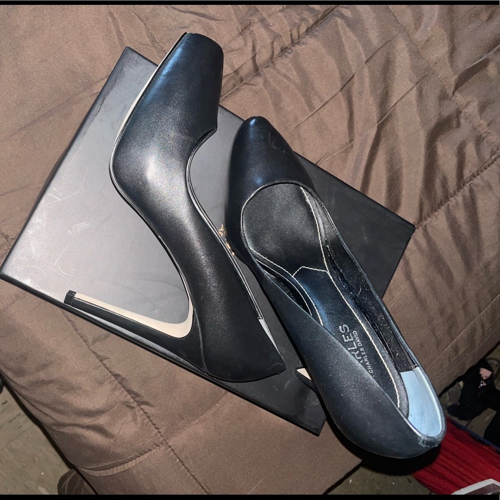 Women black high heels shoes